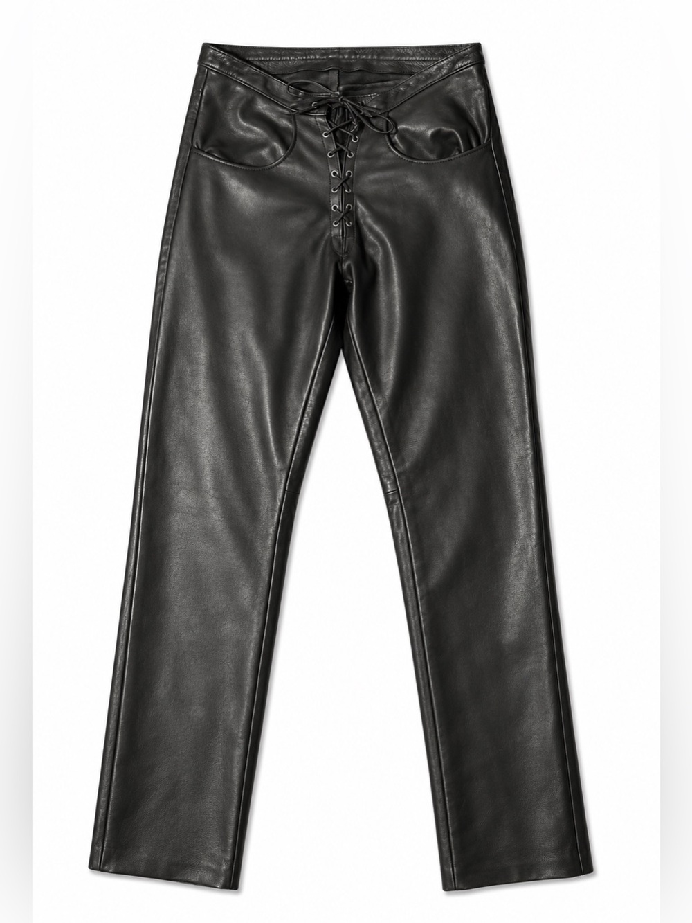 Vintage lace-up moto Leather pants-S